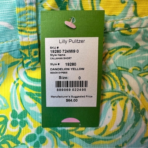 Lilly Pulitzer Callahan Shorts Dandelion Yellow Beach Gypsies | Size 0 NWT - Picture 9 of 13